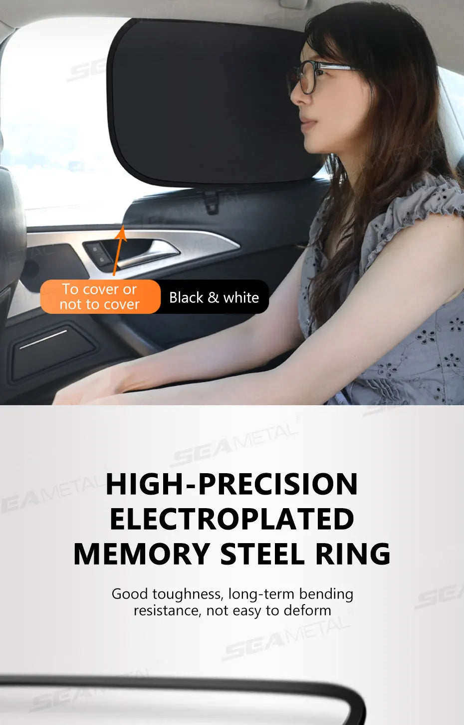 SEAMETAL Electrostatic Sun Visor for Car Side Window 4-Layer Sun Shade Curtains Anti-Glare UV-Blocker Auto Sun Protection Cover