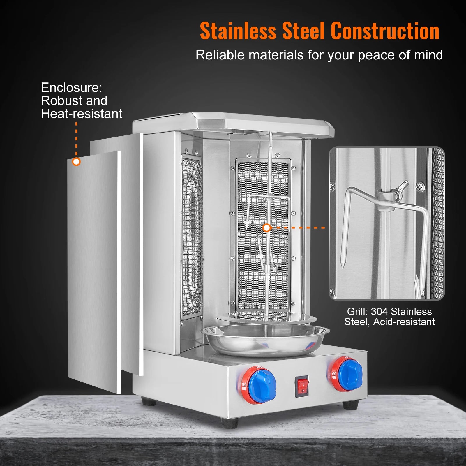 SucceBuy Shawarma Grill Machine13 lbs Chicken Shawarma Cooker Gas Vertical Broiler Gyro Rotisserie Oven Doner Kebab for Home