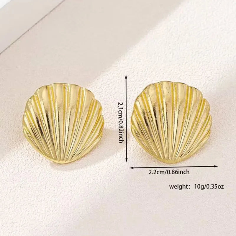 Exaggeration Ocean Style Shell Texture Stud Earrings for Women Trendy Accessories Personalization Jewelry Earrings Daily Wear