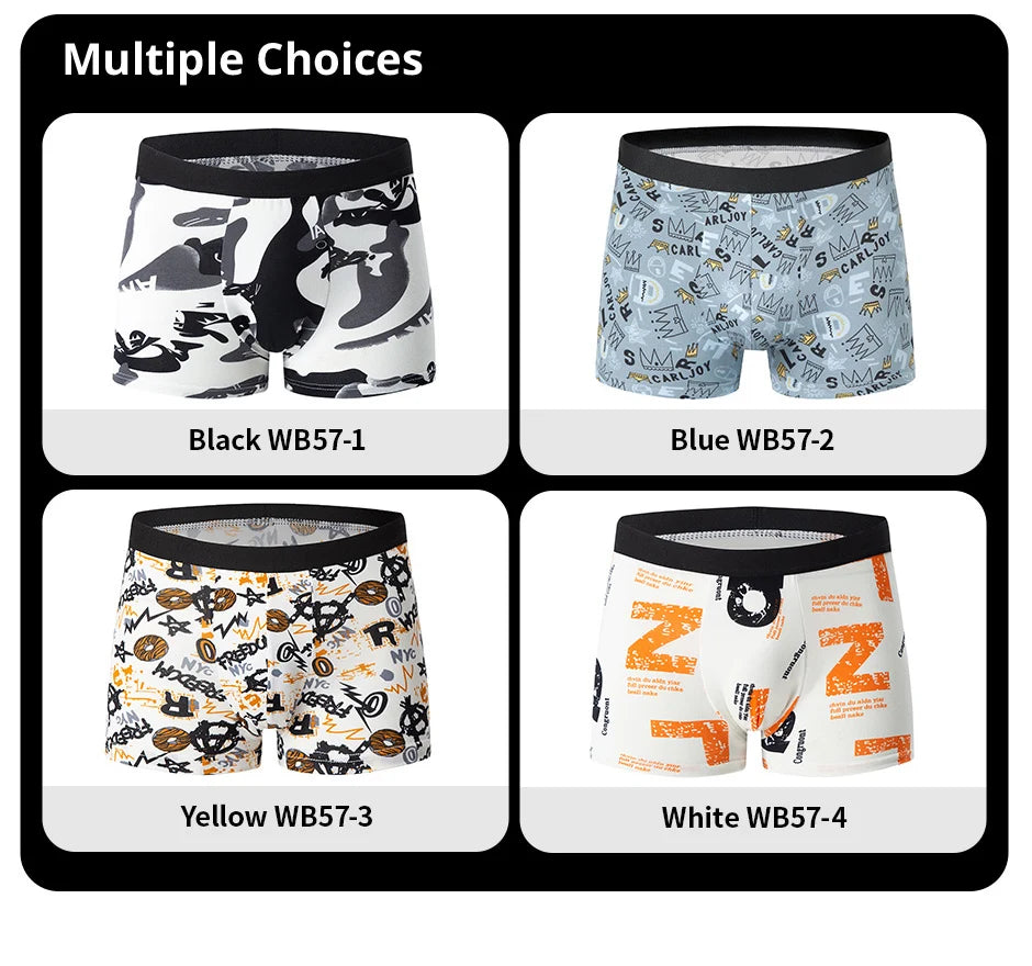 4/10piece Men's European And American Size Printed Fashionable Underwear Comfortable Plus Size Boxer Shorts Casual Sports Shorts