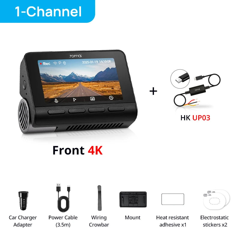 70mai 4K Dash Cam A800SE Upgraded Version of 70mai A800S Voice Control Supercapatior GPS ADAS Car DVR 70mai A800SE UHD Wifi 6