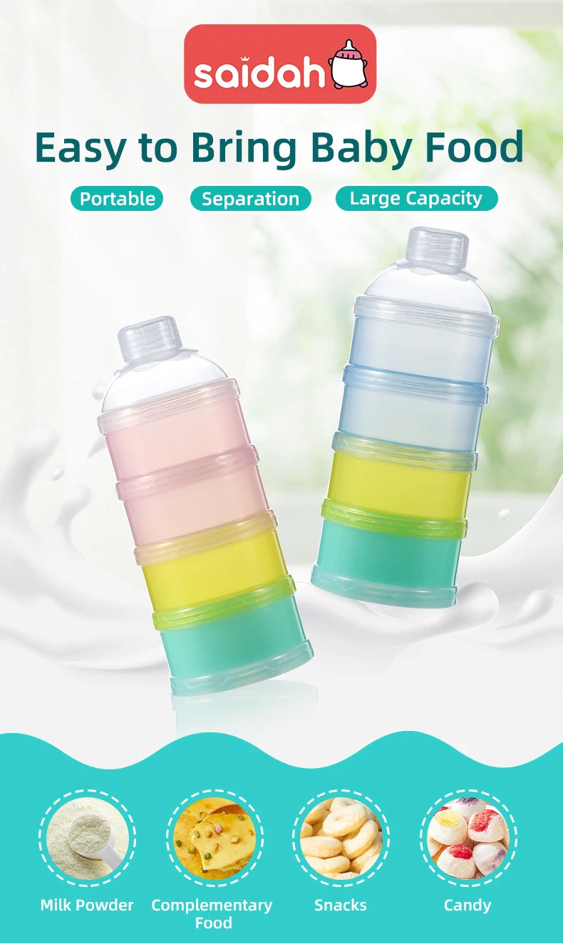 Baby Feeding  Portable 4 Layer Milk Powder Storage Box Fruit Snacks Candy Food Container