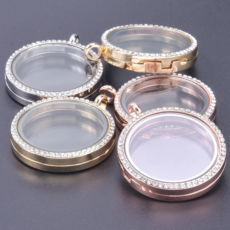 1Pc Punk Heart Round Memory Reliquary Photo Medaillon Pendant Glass Geometric Cremation Ashes Floating Locket кулон Jewelry