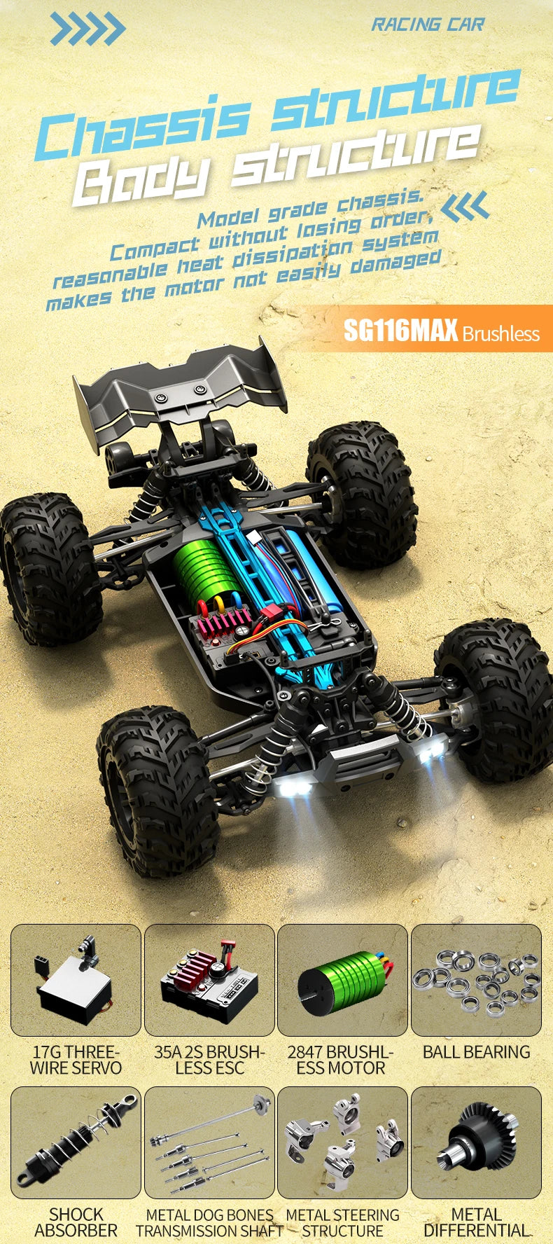 ZLL SG116 MAX 1:16 High Speed Drift Racing 80KM/H Brushless Motor 4WD SG116 Pro 40KM/H RC Car Off Road Car Toys For Kid Gift