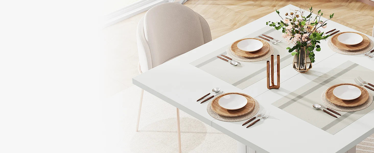 Tribesigns Square Dining Table with 2 Placemats, Modern Engineered Wood Small Dinner Kitchen Table for 4 People