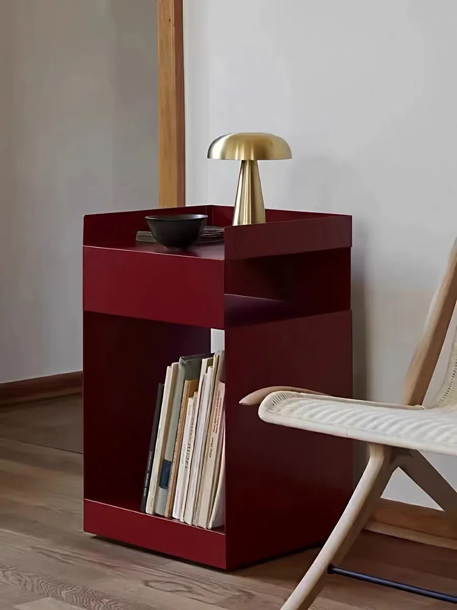 Recessed Bedroom and Living Room Bedside Table Storage Cabinet Multi-Functional Bedside Cabinet Storage Unit with Wheels