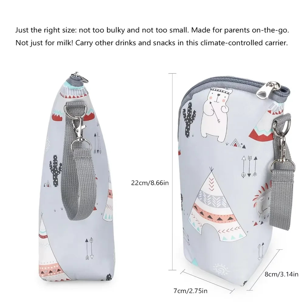 Baby Bottle Insulation Bag Universal Aluminum Film Portable Zipper Drink Baby Winter Travel Storage Bag Cup Cover