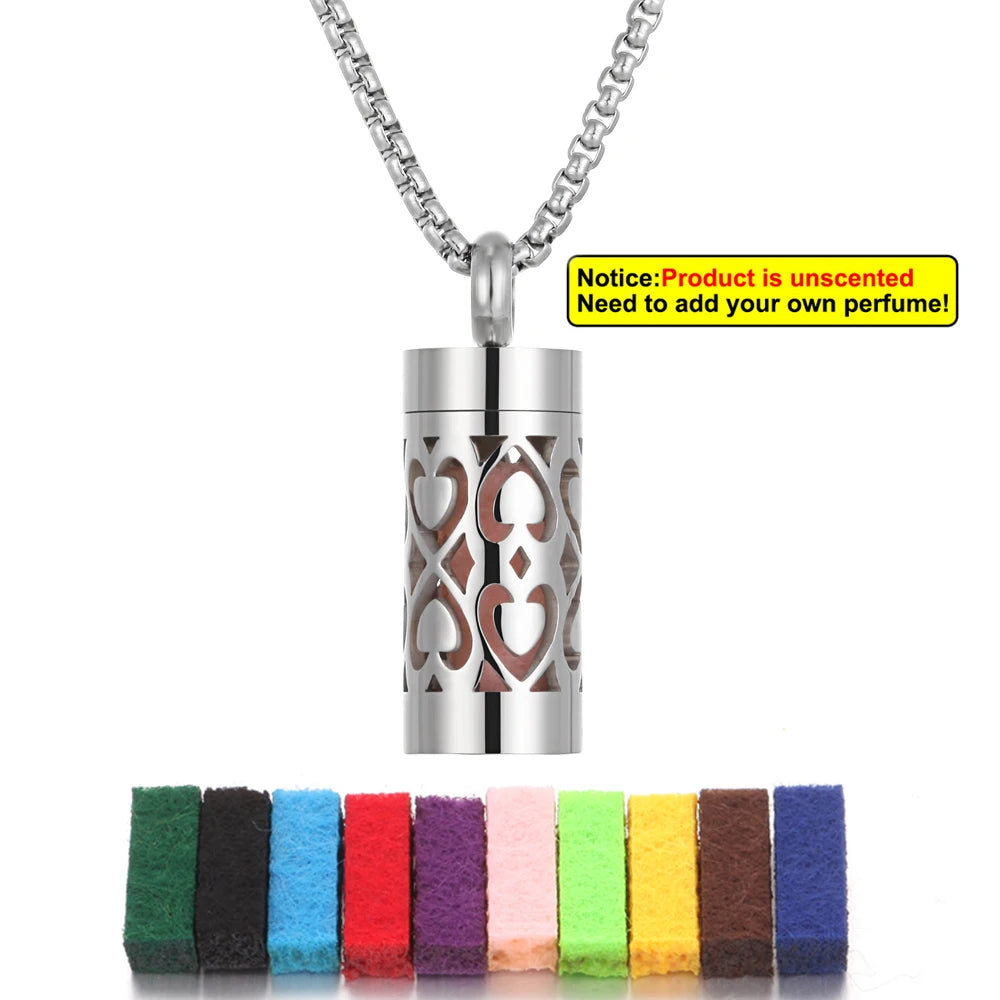 New Stainless Steel Aromatherapy Hollow Out Pendant Angel Wings Pattern Perfume Lockets Essential Oil Diffuser Necklace Jewelry
