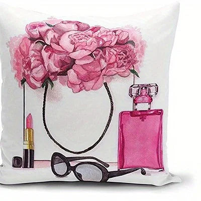 Floral & Perfume Inspired Double-sided Printed pillow cover Short plush Suitable living rooms bedrooms sofas throw cushion cover