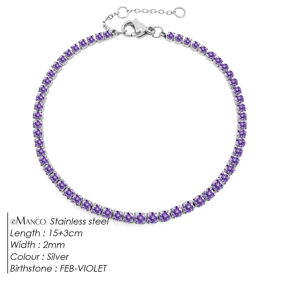 EManco Stainless Steel Women's Zirconia Tennis Bracelet Classic Bridal Accessories Wholesale