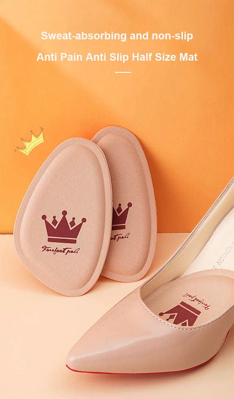Women Forefoot Pad Pain Relief Insert Half Size Insoles Non-slip Cushion Shoe Breathable Sweat Absorbing Foot Pads for Shoes