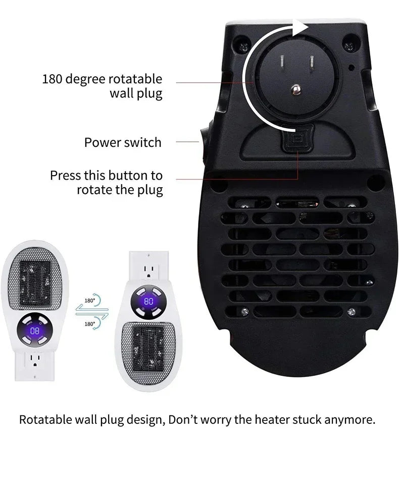 Remote Control Wall Mounted 350W Portable Electric Heater Convenient Room Heater Winter Heating Home Appliance