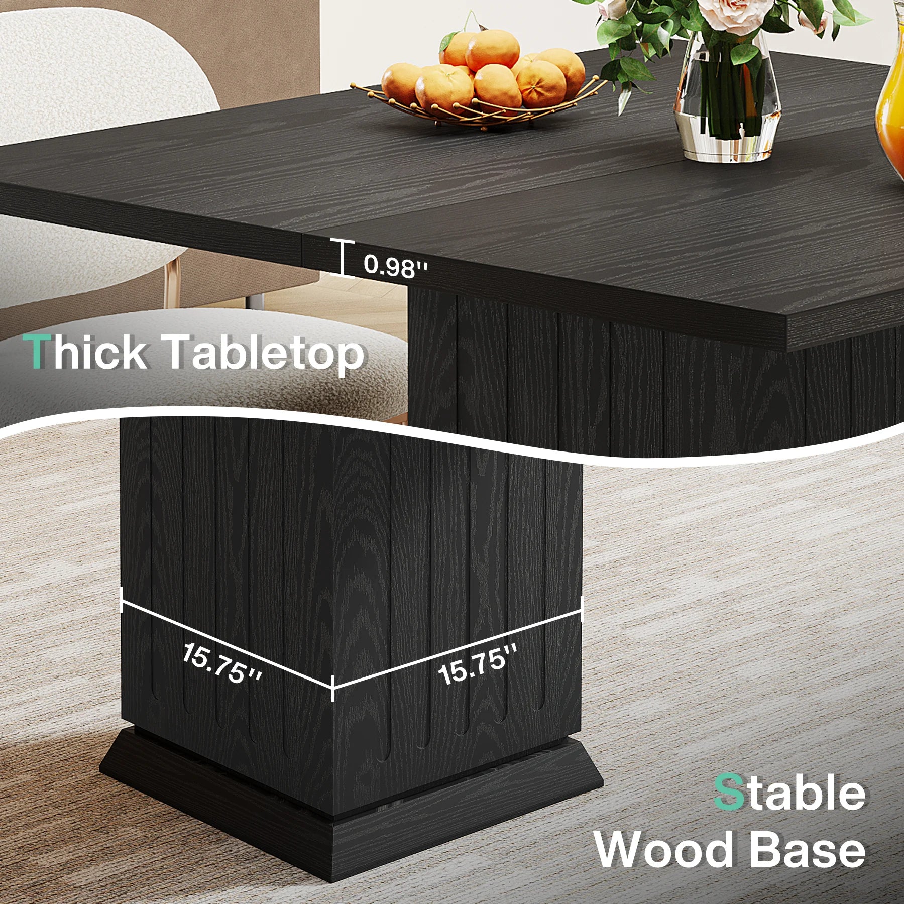 Tribesigns Square Dining Table with 2 Placemats, Modern Engineered Wood Small Dinner Kitchen Table for 4 People