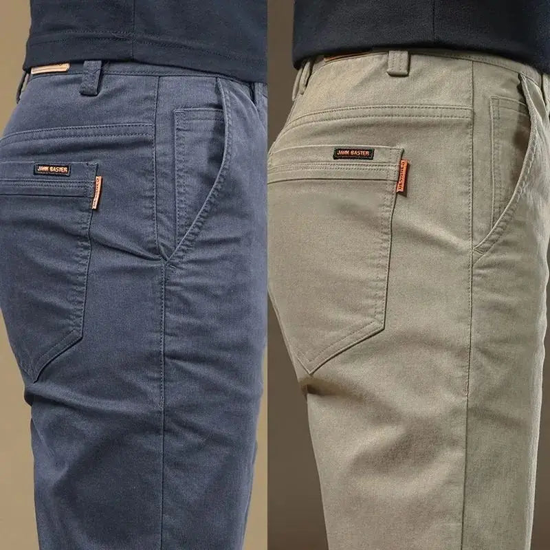 2026 Summer Thin Cotton Men's Casual Pants Trendy Versatile Elastic Light Business Trousers Work Formal Slim Straight Pants