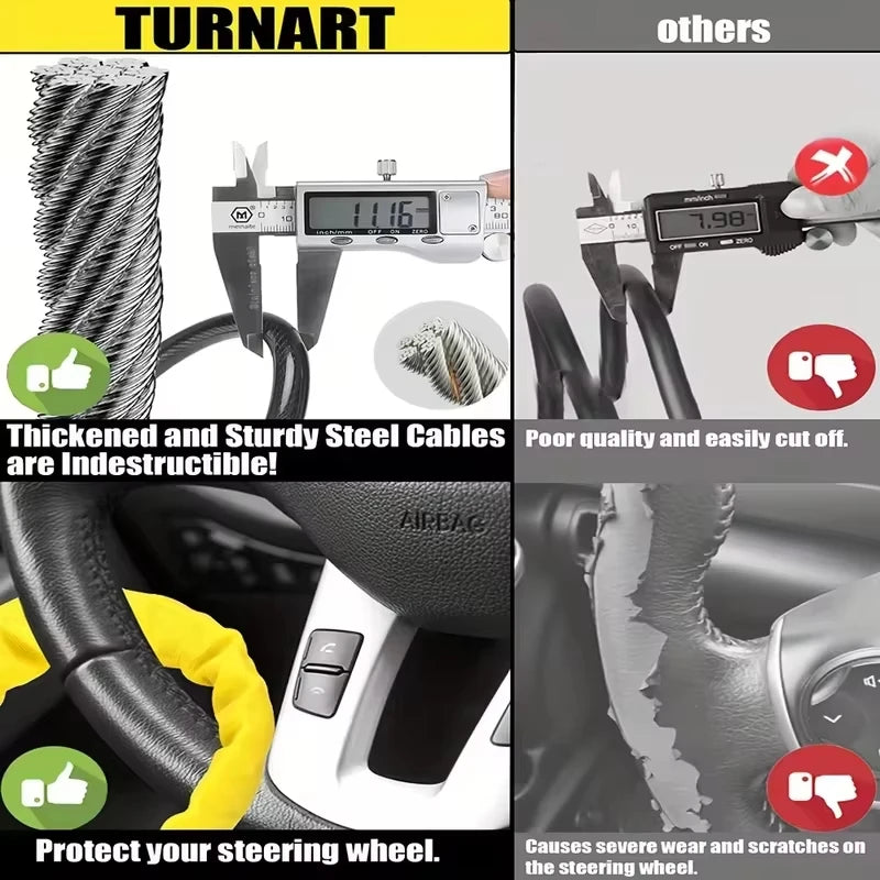Car Steering Wheel Lock Anti-theft Steel Cable Security Device Universal Fit for Vehicles Prevent Theft Durable Security Rope