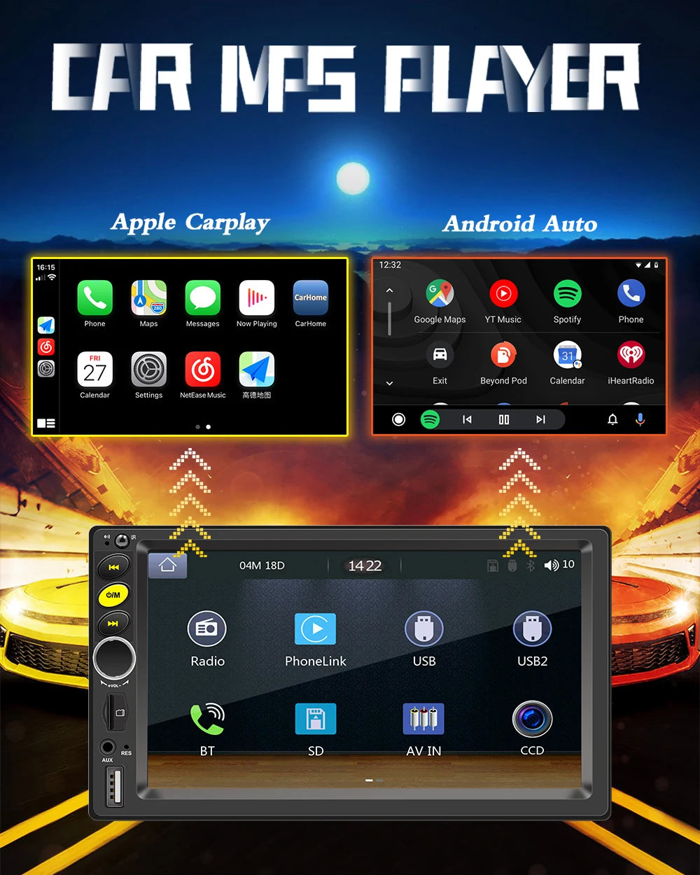 2 Din Universal Android 13 Car Radio 7/9/10 Inch Wireless CarPlay Android Auto GPS Bluetooth Multimedia Head Unit for Toyota