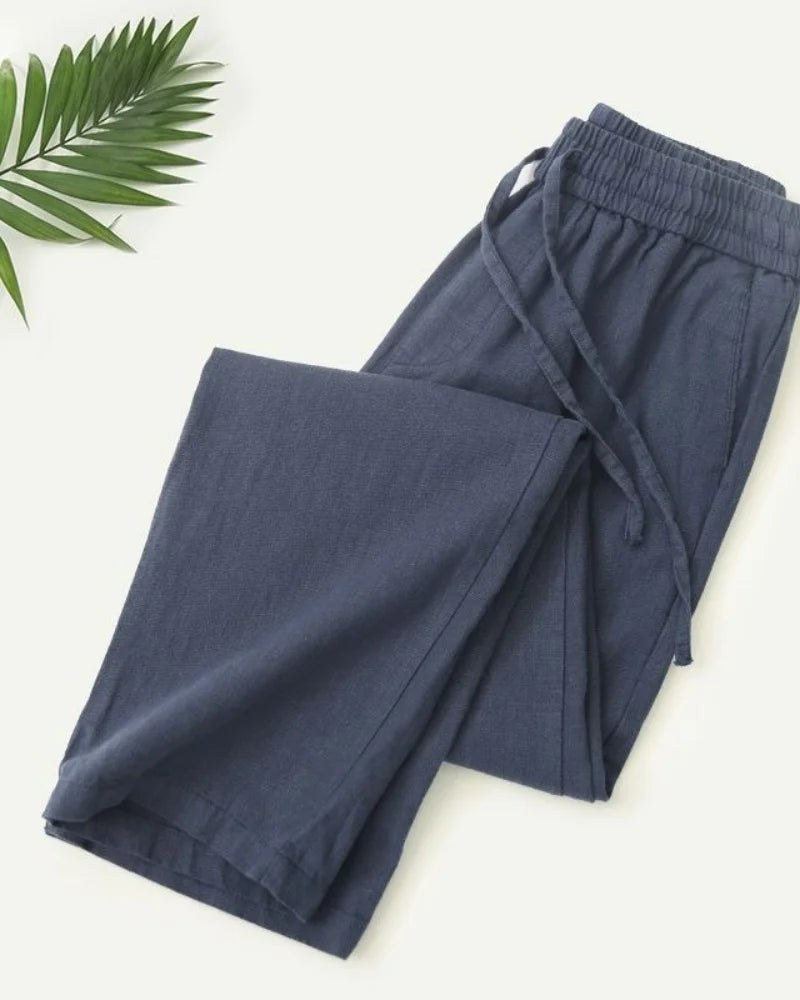 M-4XL Men's Cotton Linen Streetwear Pants Casual Loose Fit Summer Sweatpants Breathable Comfortable Long Trousers Home