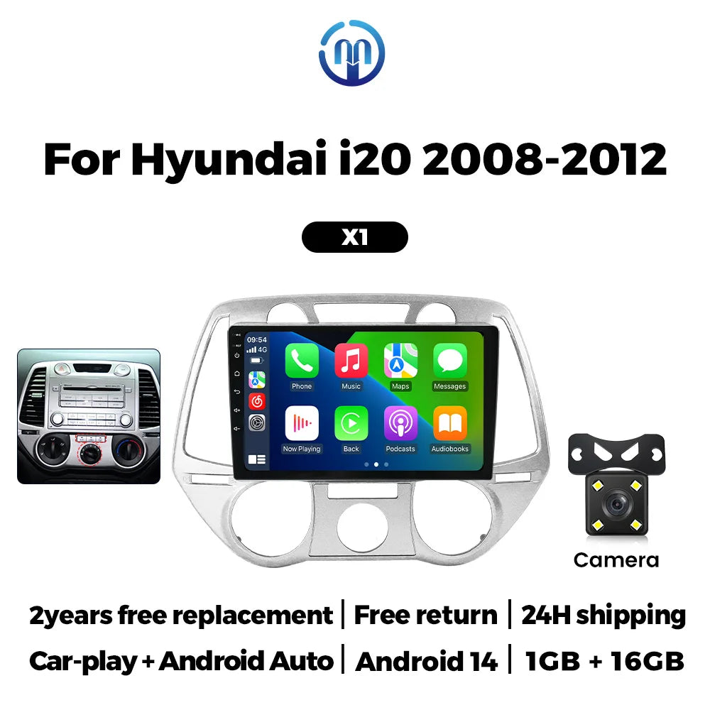 MEKEDE Android 15 Autoradio Head Unit 2 Din Car Radio Stereo Navigation Carplay For Hyundai i20 2008-2012 Car multimedia player