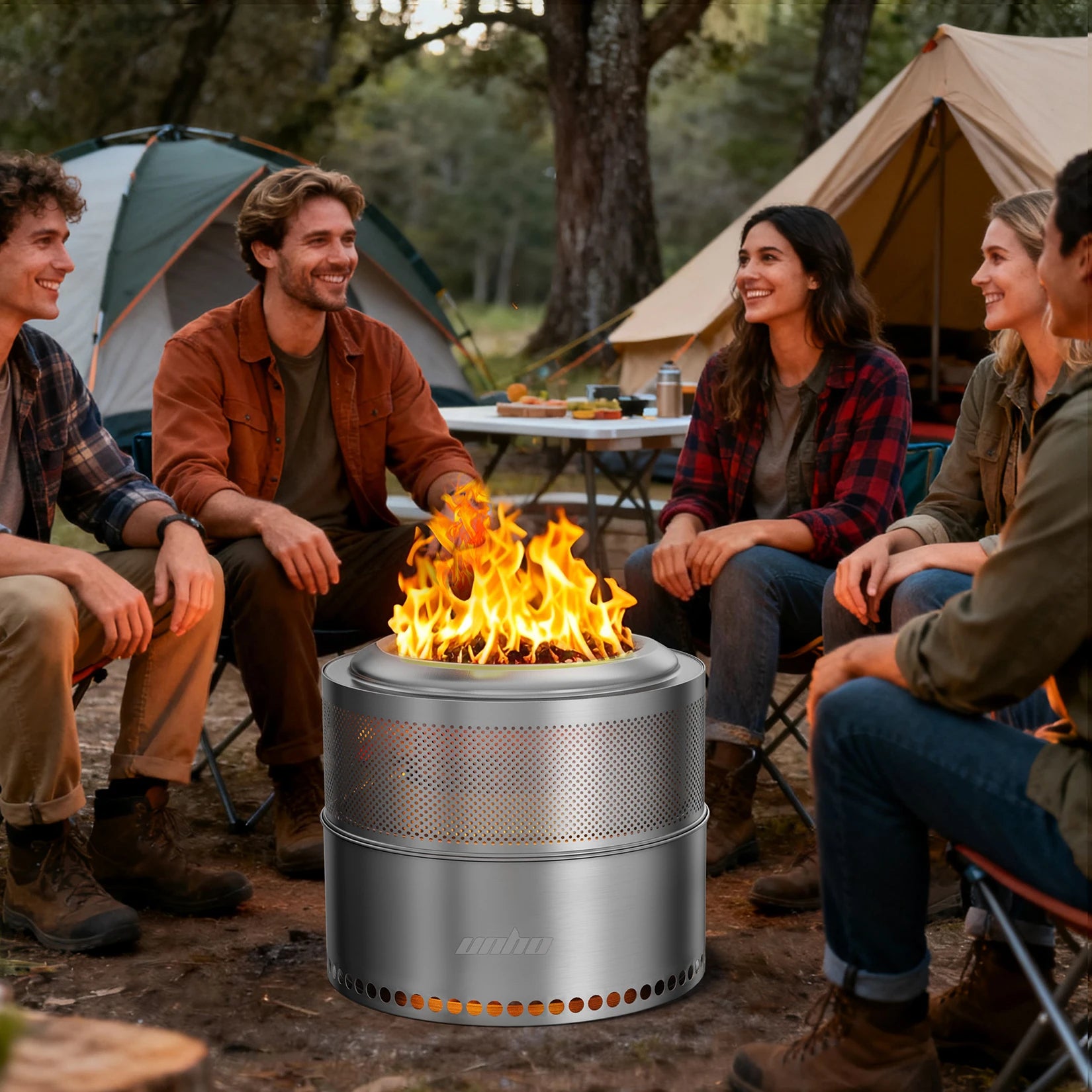 Wood Burning Firepit,Large Stainless Steel Smokeless Fire Pit with Carry Bag,Outdoor Camping Firewood Burner Stove