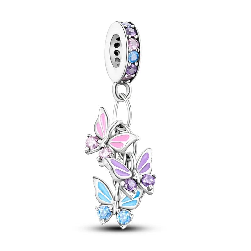MULA Pink 925 Sterling Silver Charms Pendant Perfume Dreamcatcher Heart Love Beaded Fit Original Bracelet Women DIY Jewelry Gift