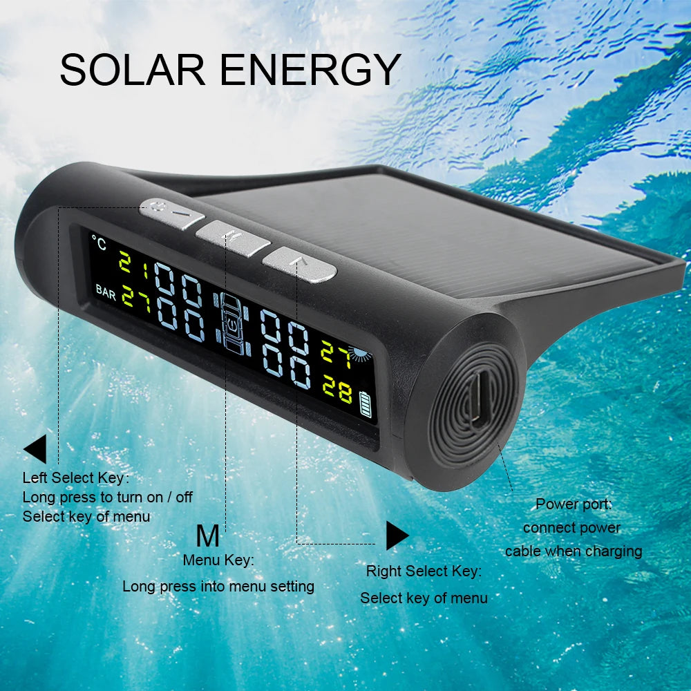 Car Tire Pressure Monitoring System Car Tyre Pressure Monitor Tyre Pressure Alarm 4 External Sensors