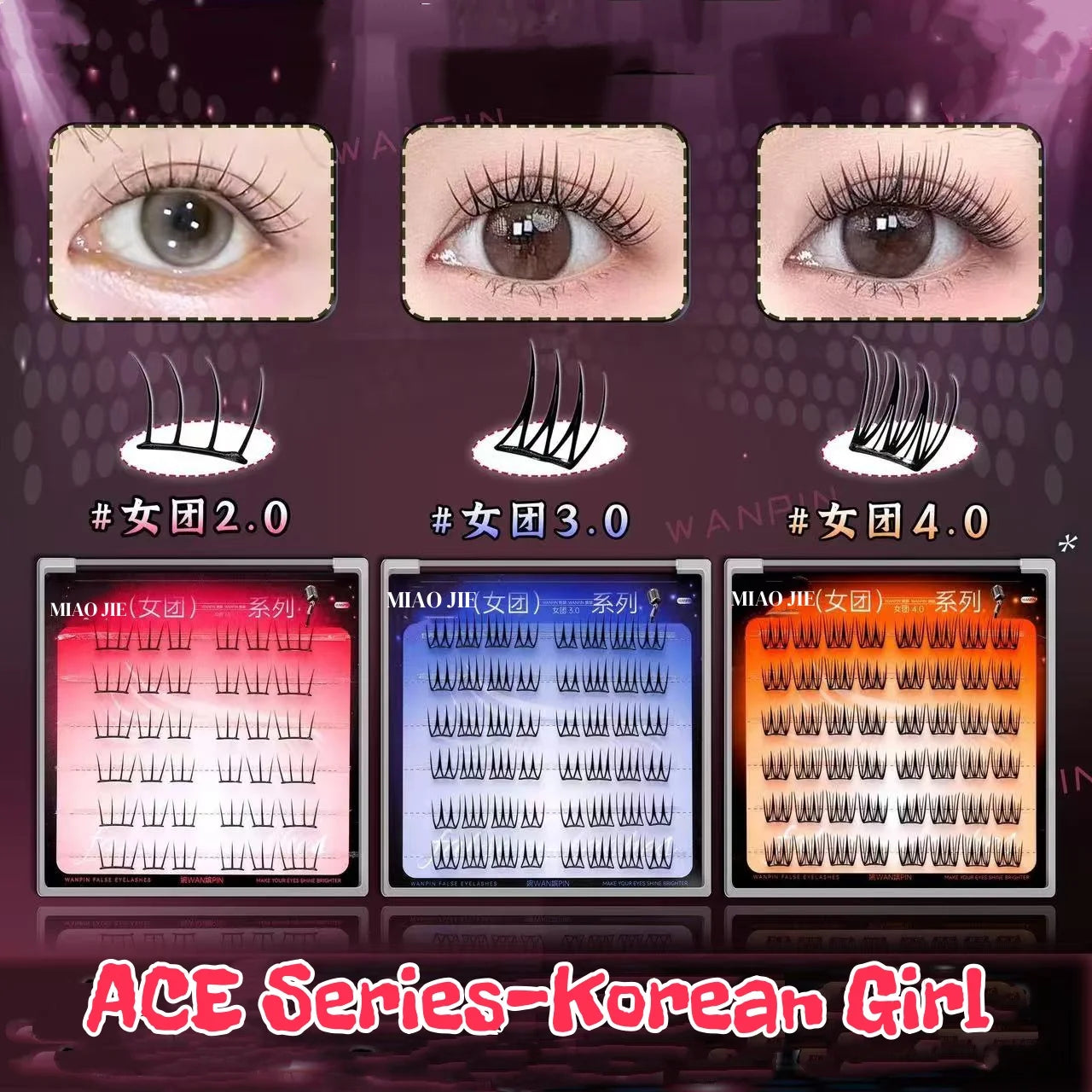 MIAOJIE Korean Idol DIY Lashes Extension Cute Cat Paw False Eyelashes Natural Make Up Large Capacity DIY Lash Cluster