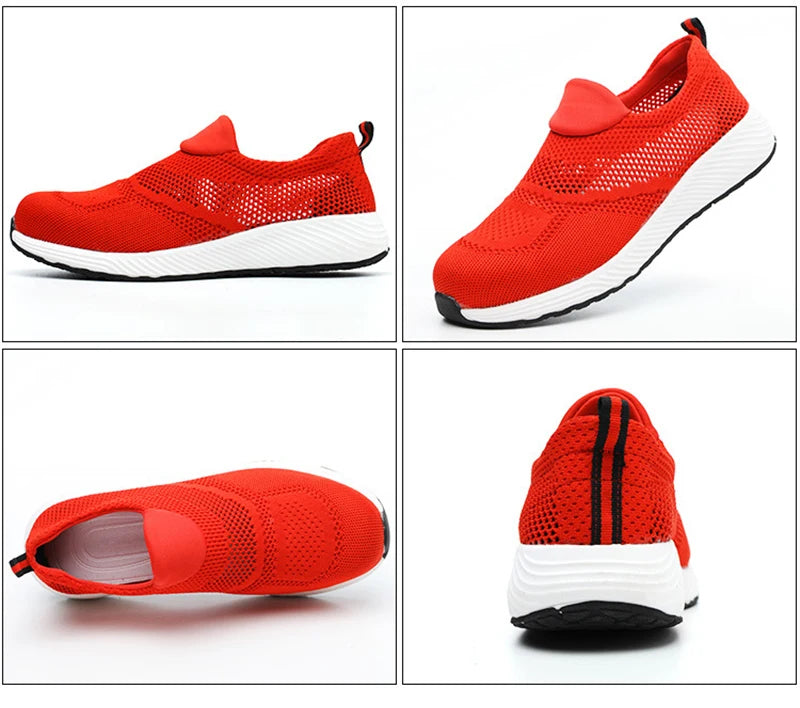 Breathable Safety Shoes Man Steel Toe Anti-Puncture Reinforced Sole Men's Work Shoes Lightweight Slip Resistant Safety Sneaker