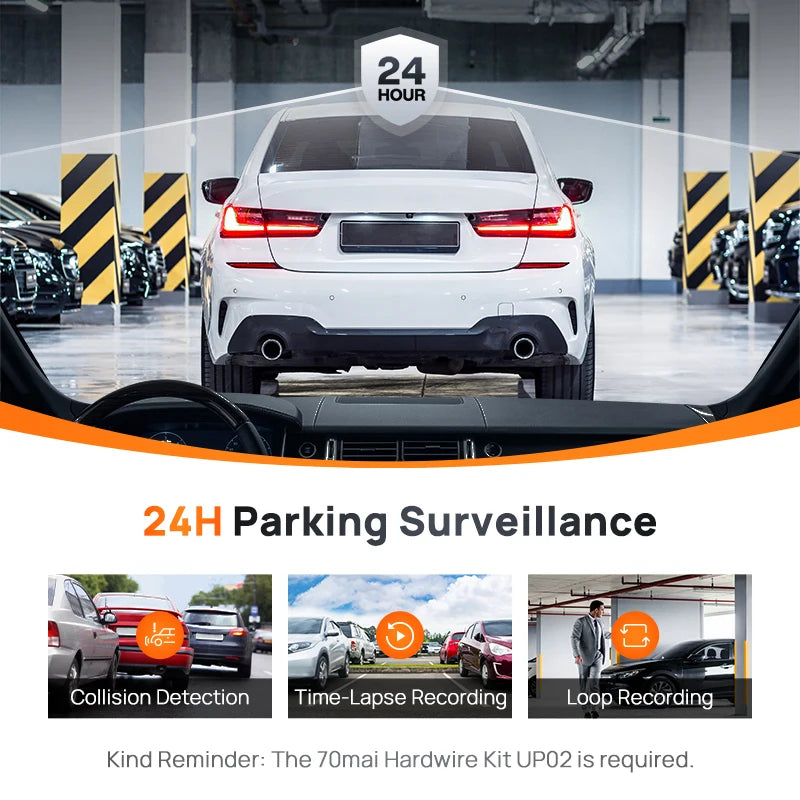 Global 70mai Dash Cam A200 Dual-channel Record 1080P HDR 2'' IPS Screen 24H Parking Monitor Car DVR 70mai A200 WIFI APP 130° FOV