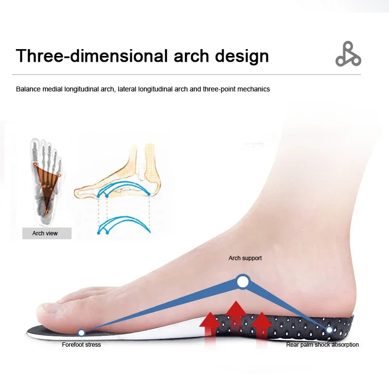 1Pair Orthopedic Insoles Memory Foam Cushion Gel Insole Silicone Arch Support Pads Sport Shoe Pad Soft Running Insert