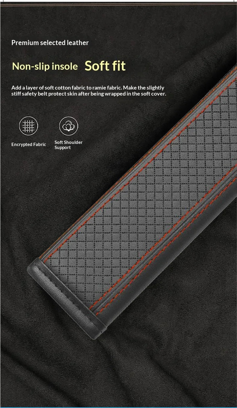 1PCS Car Seat Belt Protective Cover Anti-neck Strangling Skin-feel Leather Fine Hole Car Seat Belt Shoulder Guard Cover