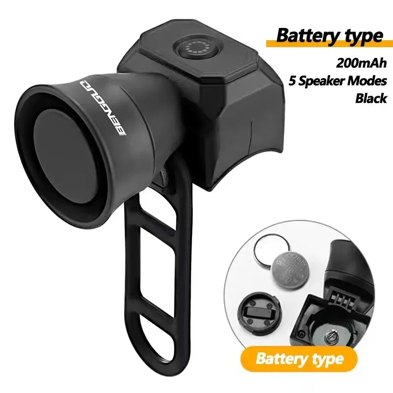 Bicycle Horn Mountain Bike Battery/USB Charging Waterproof Electronic Bike Bell Riding Equipment Children's Scooter Accessories