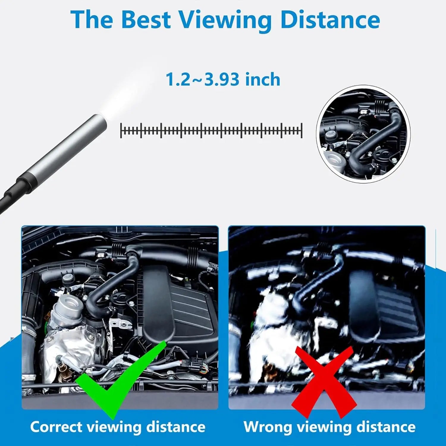 Industrial Endoscope Camera with two port for iOS/Android System HD 960P Inspection Sewer Borescope Camera for Checking Car