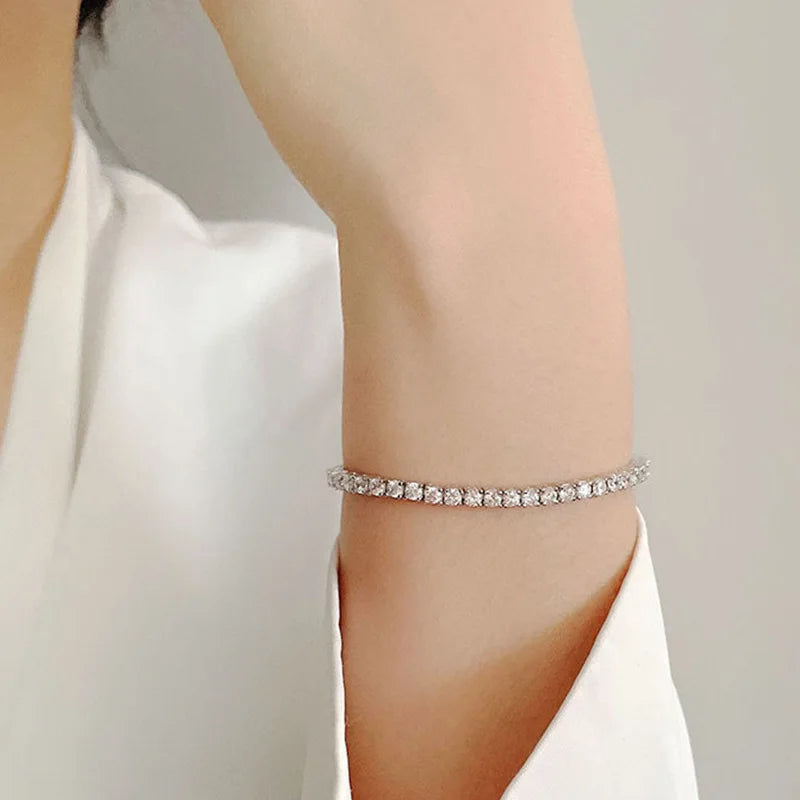 S925 Sterling Silver High Quality Fashionable  D Color VVS1 Full Moissanite Tennis Bracelet for Women Wedding Engagement Jewelry