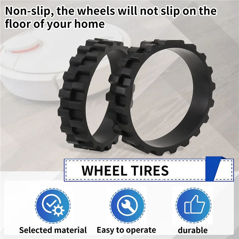 FSLH 2 PCS Wheel Tires Black Replacement Parts For Xiaomi Mijia 1C/2C/3C S5 Series/T6/T7 Robot Vacuum Cleaner Wheels Anti-Slip