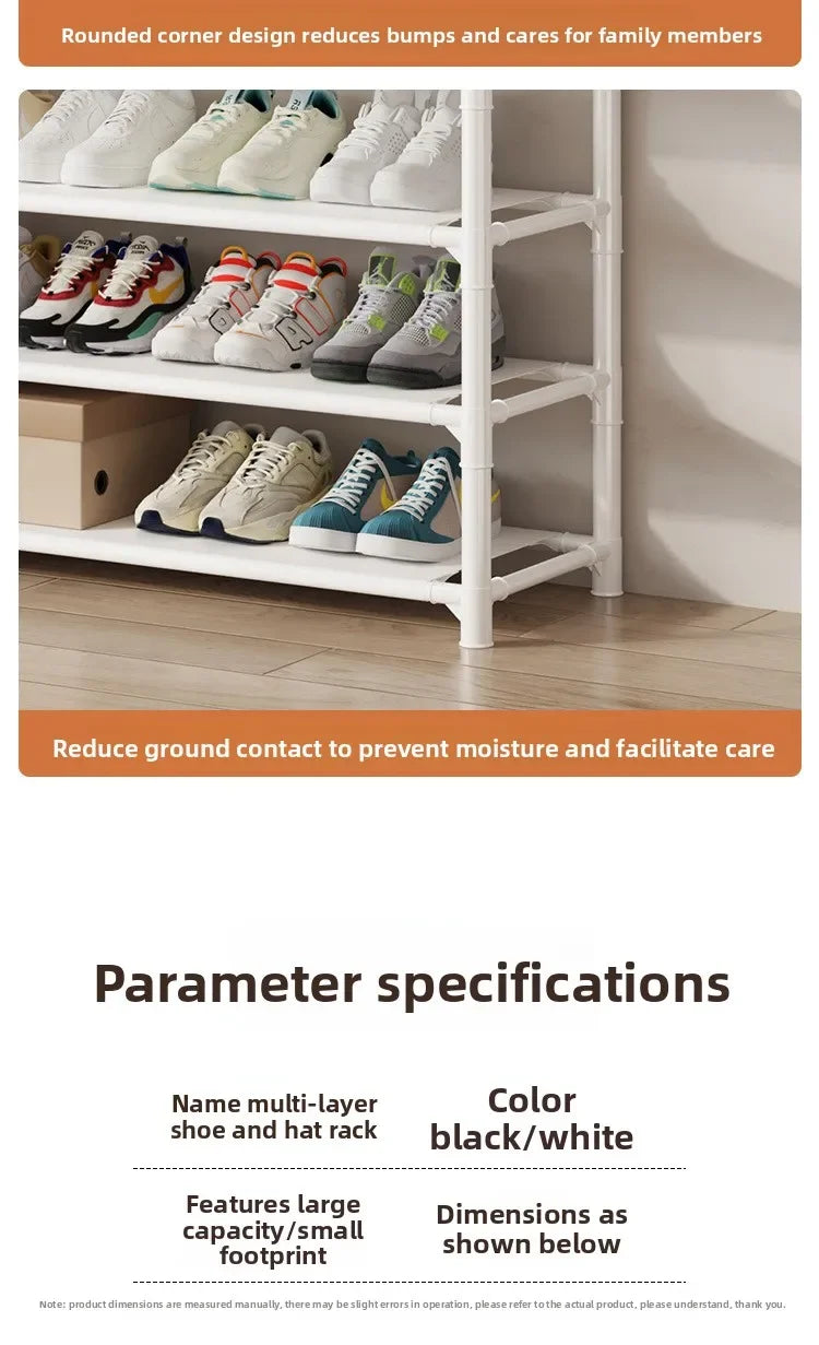 Multi-layer Door-mounted Shoe Hat Rack - Simple Assembly Household Integrated Multi-functional Storage Cabinet for Home Use