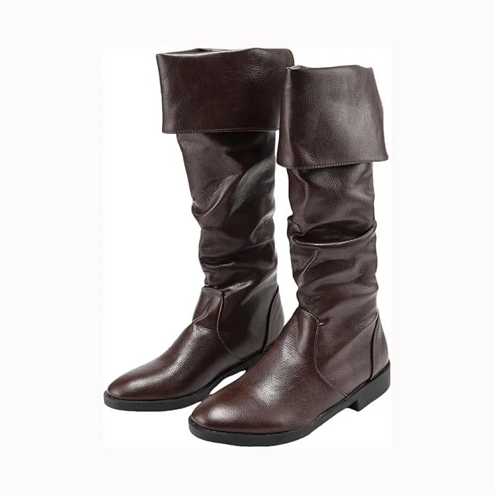 Renaissance Medieval Viking Pirate Boots Western-style Black Knight Boots Flat Jazz Boots Unisex Mid-calf Gothic Cosplay Boots