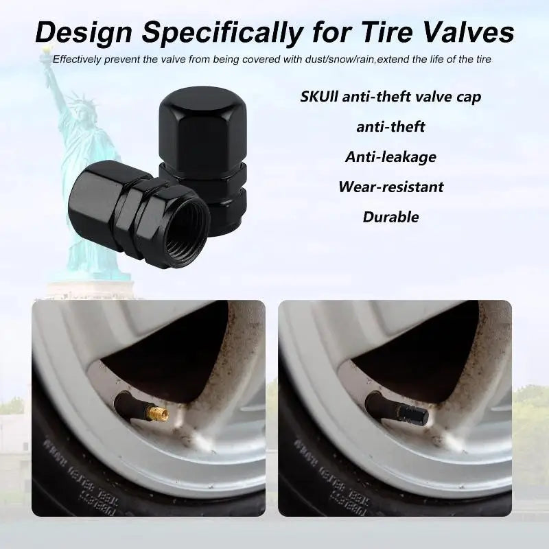 4pcs Aluminum Alloy Car Wheel Tire Valve Caps Tyre Rim Stem Covers Airdust Waterproof For Automobiles Motorcycles Trucks Bikes