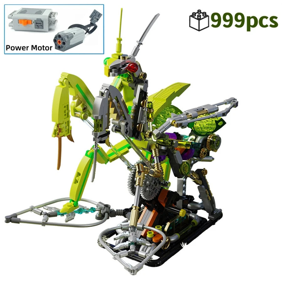 MOC Creative Mechanical Mantis Building Blocks Set  Insect Power Moto Model Kit DIY Assembly Bricks Toys Kids Birthday Gift
