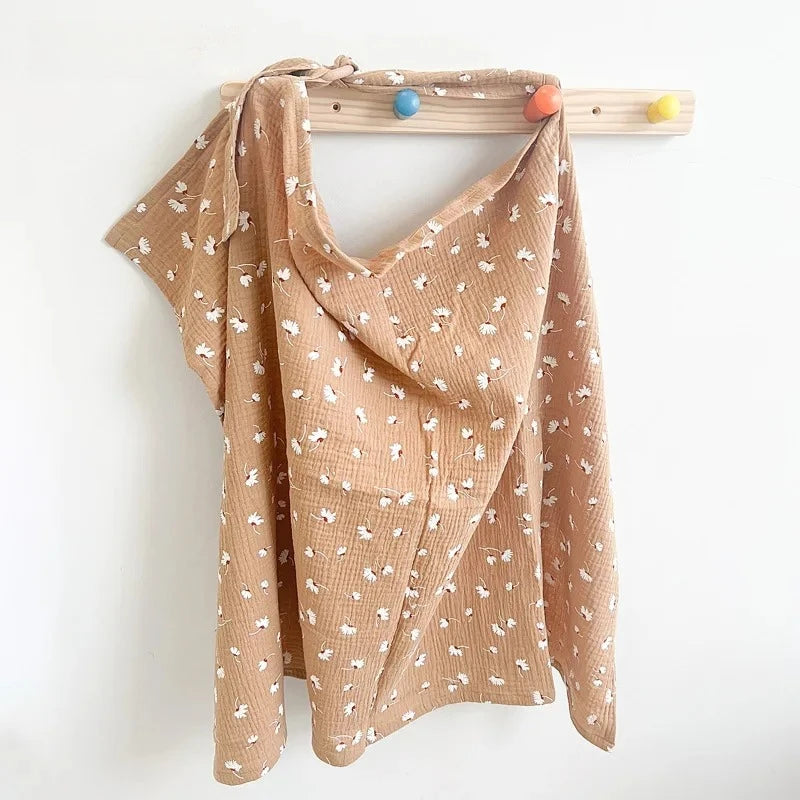 Nursing Cover Breastfeeding Privacy Baby Feeding Shawl, Breathable Cotton Muslin Adjustable Nursing Wrap for Moms
