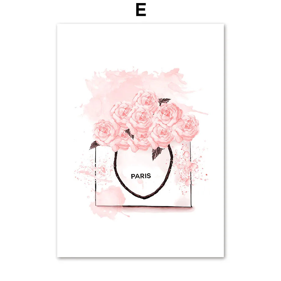Fashion Wall Art Prints Pink Glam Perfume Diamond Poster Chic Inspirational Quotes Teen Vanity Room Dorm Walk in Closet Decor