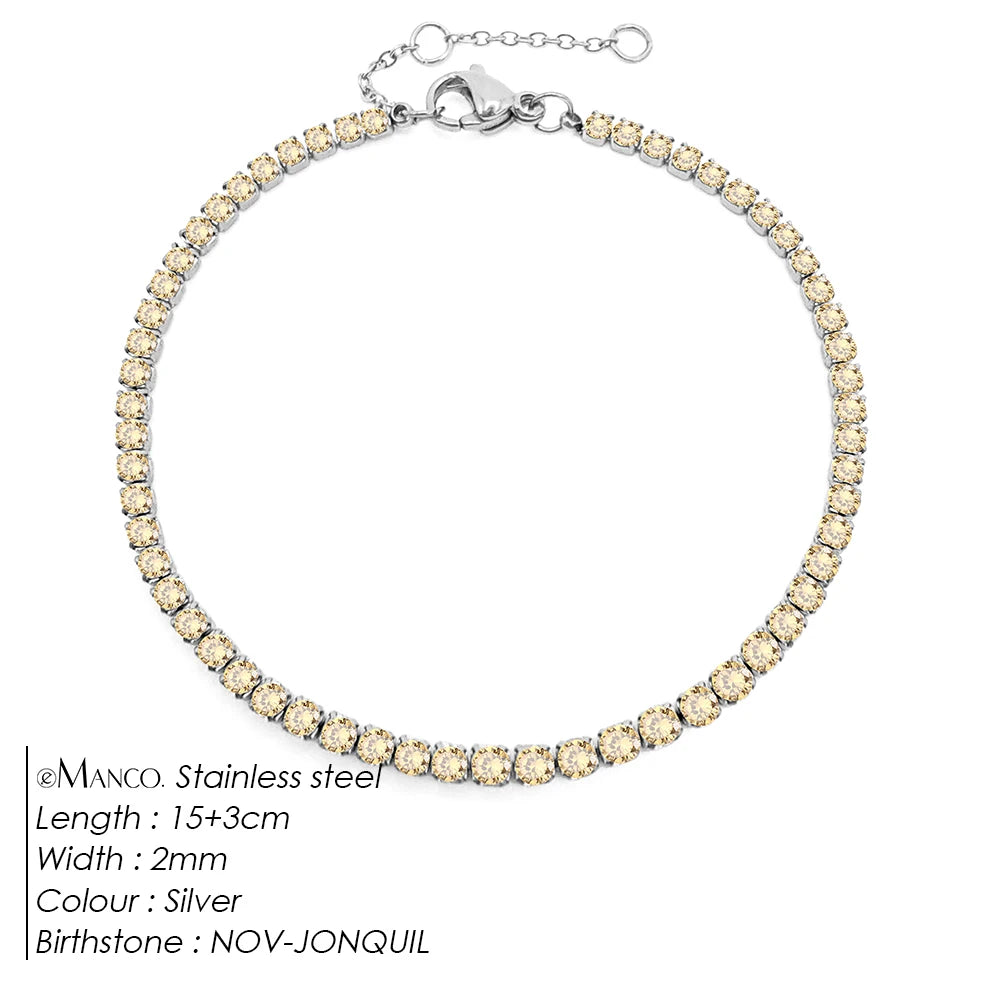 EManco Stainless Steel Women's Zirconia Tennis Bracelet Classic Bridal Accessories Wholesale
