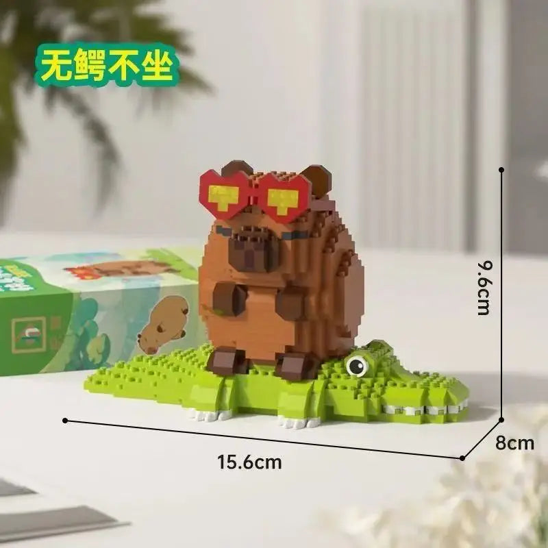 Lovely Cartoon Animals Capybara Micro Diamond Block Construction Model Building Bricks Educational STEM Toys For Kids Gift