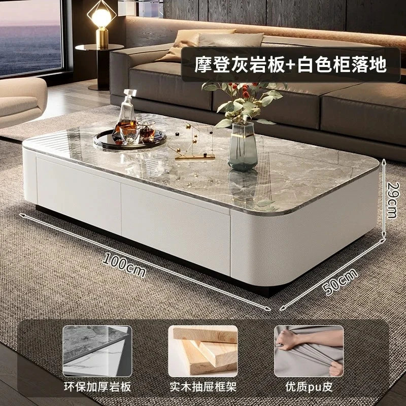 Luxury Marble Effect Coffee Tables Modern Design Square Storage Coffee Tables Minimalist Aesthetic Stolik Kawowy Home Furniture
