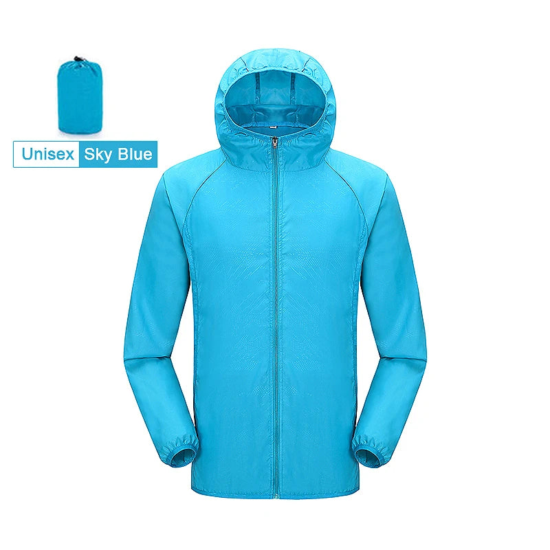 JNLN Unisex Hiking Jacket Men Women Waterproof Quick Dry Camping Windbreaker Outdoor Trekking Fishing Rain Coat Anti UV Clothes