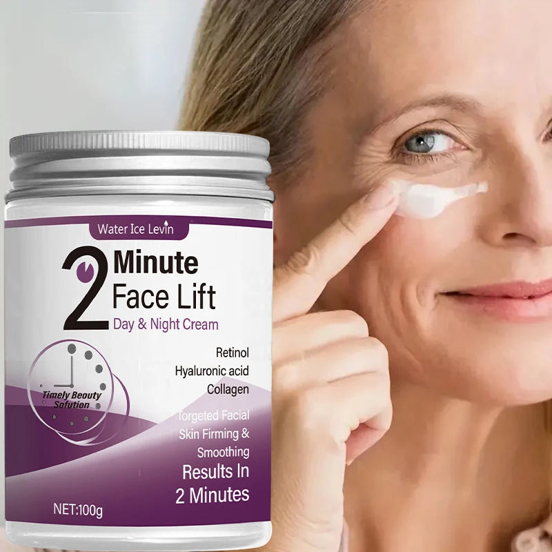 2-Minute Facial Lift Day & Night Cream with Retinol, Hyaluronic Acid & Collagen - Moisturizing Lotion Suitable for All Light Skin Tones, Fragrance-Free, Absorbs in 2 Minutes