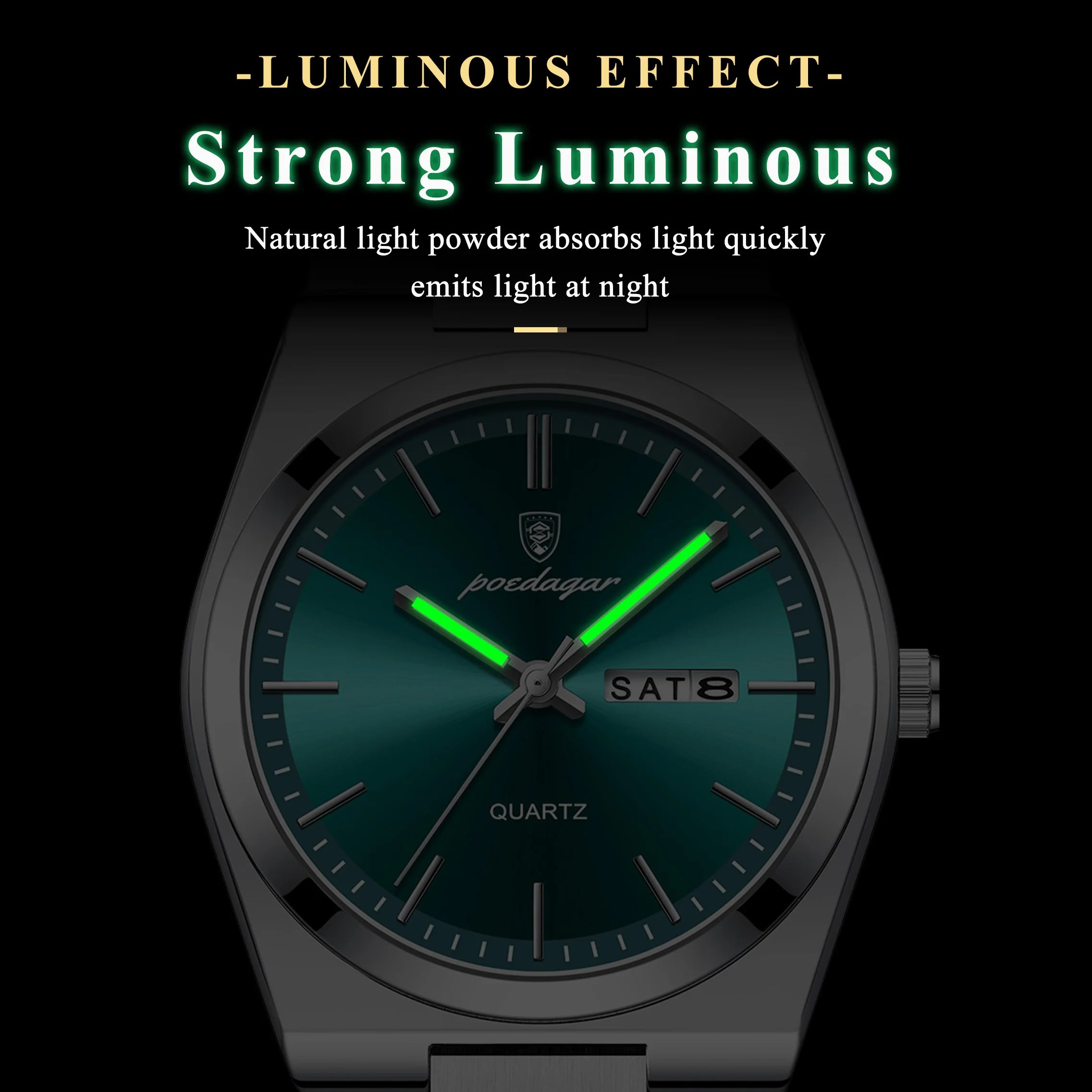 POEDAGAR Luxury Men's Watches Luminous Waterproof Stainless Steel Casual Men Clock Date Week Quartz Fashion Man Wristwatch Reloj