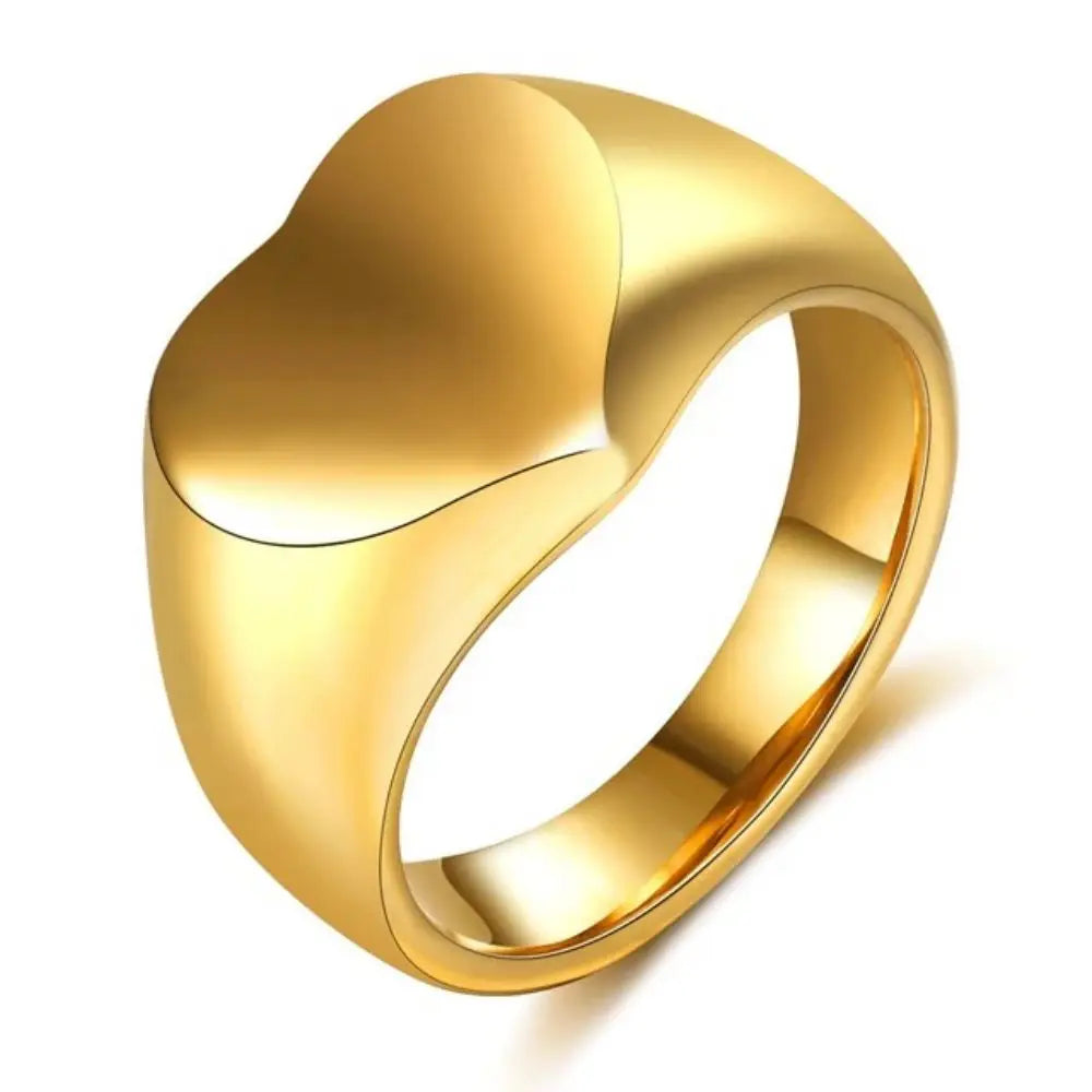 Customized Women Signet Ring Chunky Round Name Logo Stamp Stainless Steel Punk Candid Fashion Jewelry Female Wedding Accessories