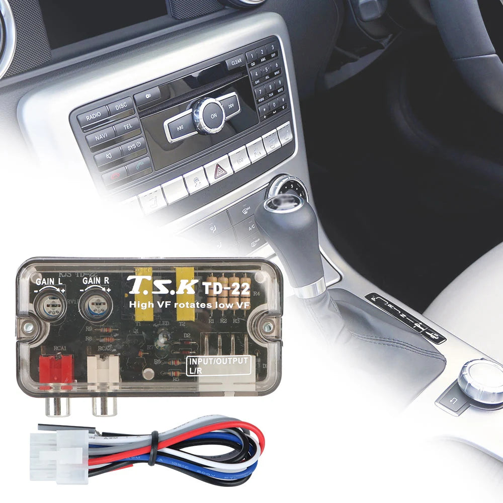 12V Converter Adapter Adjustable Frequency Line Car Subwoofer Stero Radio Converters Auto Car Audio Converter RCA Stereo