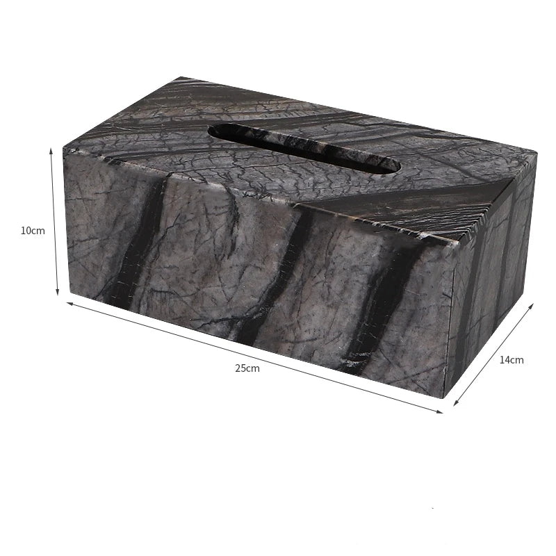 Factory Outlet 25x14x10CM Cuboid Natural Marble Stone Big Tissue Box Storage Organization Case