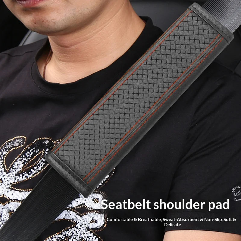 1PCS Car Seat Belt Protective Cover Anti-neck Strangling Skin-feel Leather Fine Hole Car Seat Belt Shoulder Guard Cover